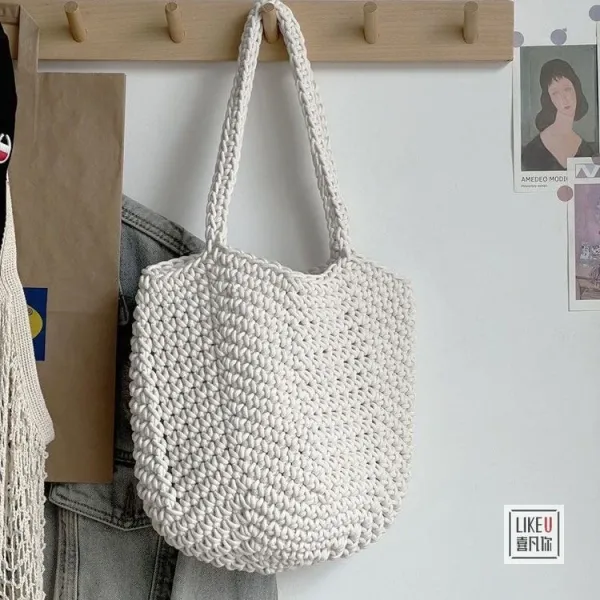 Design Handcrafted Crochet Tote Bag Green Tote Bag - 22