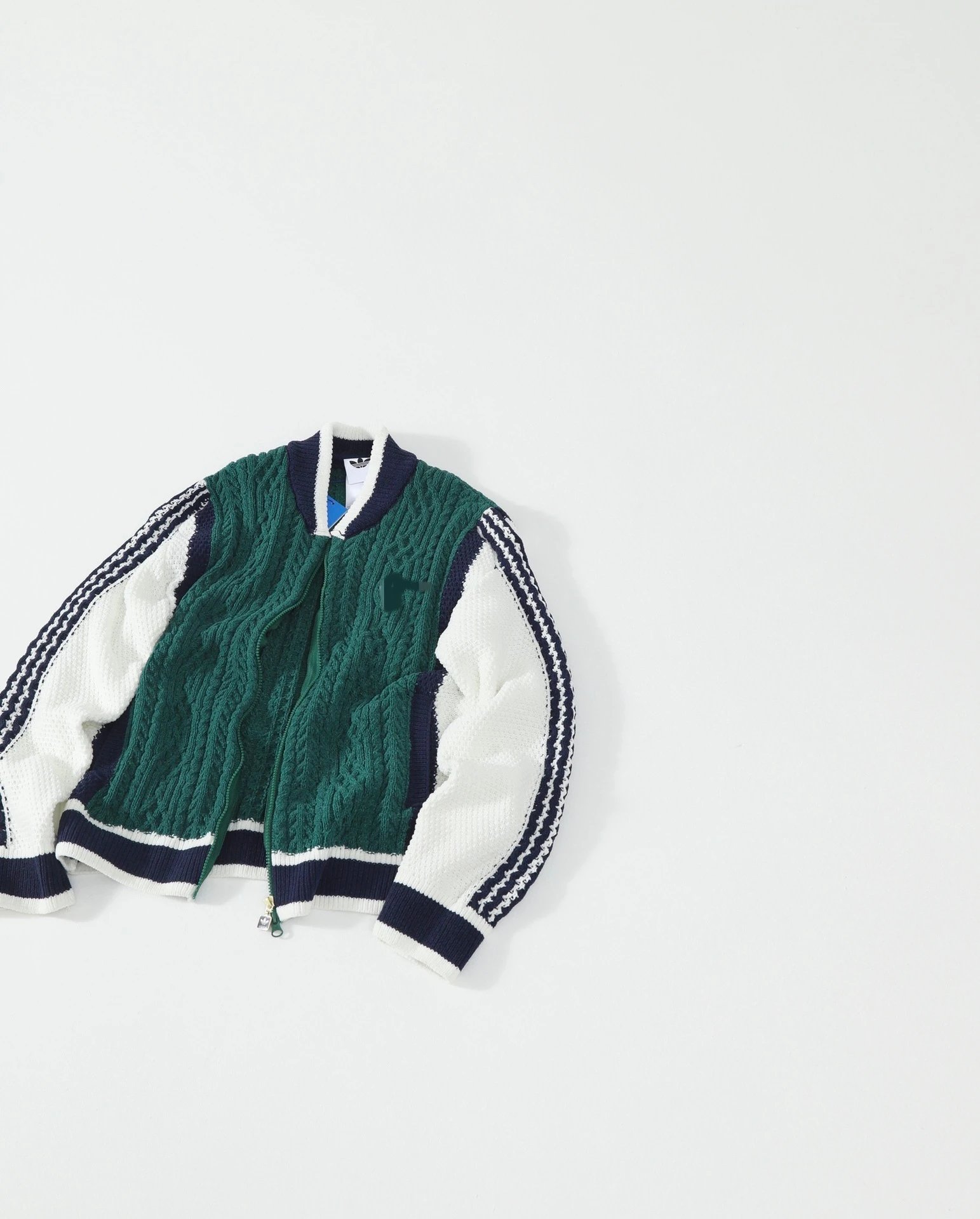 Design Cable Knit Color-Block Bomber Jacket Brown and Green Outerwear.jacket - 9