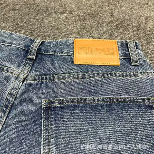Design Denim Shorts with Rhinestone Sunburst Embroidery Blue and Black - 13
