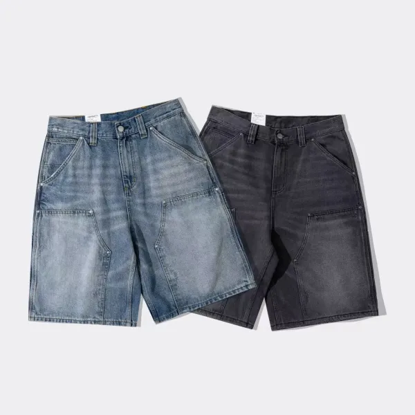 Carhartt Work In Progress Double Knee Shorts Black Denim - 9