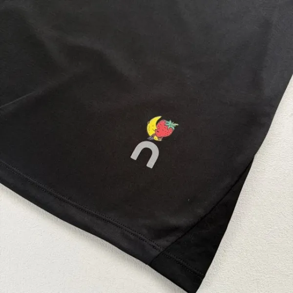 Design Short-Sleeve Ribbed T-Shirt with Colorful Logo Print Black - 34
