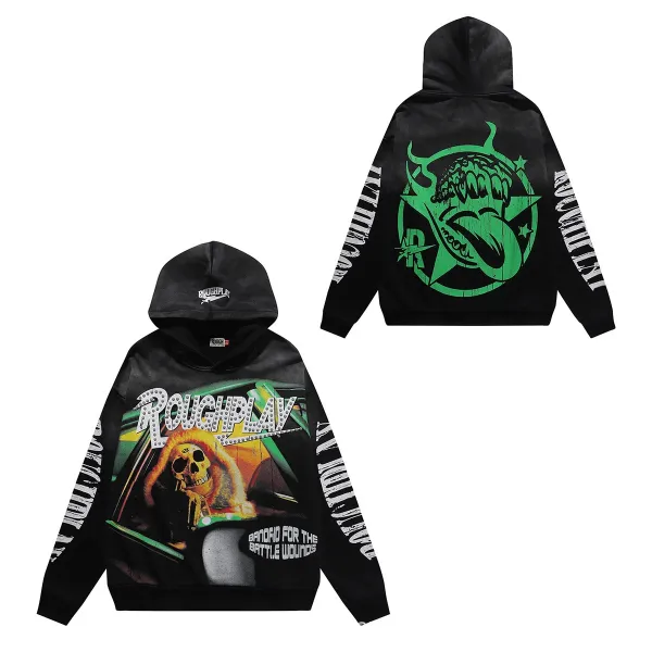 Design Roughplay Bandaid For The Battle Wounds Graphic Hoodie Black Hoodie - 1