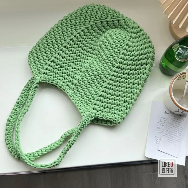 Design Handcrafted Crochet Tote Bag Green Tote Bag - 36