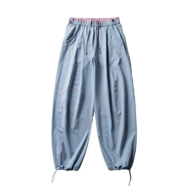 Design Baggy Cargo Pants Purple with Reflective Stitching - 33