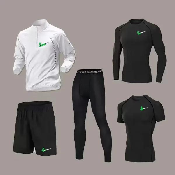 Nike Classic Running Set Black Green Activewear - 6