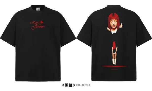 Design Like Jennie Graphic Print Black Oversized T-Shirt - 16