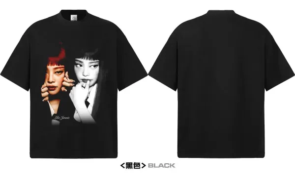 Design Like Jennie Graphic Print Black Oversized T-Shirt - 18