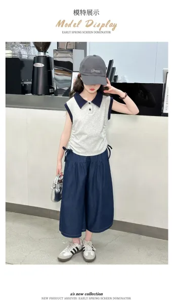 Design Wide-Leg Denim Culottes Navy Blue Pants - 9