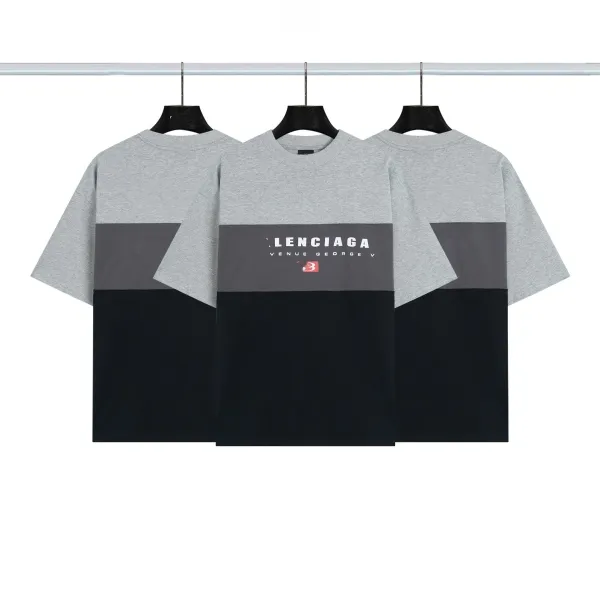 Balenciaga Color-Block Logo T-Shirt Gray / Black - 1