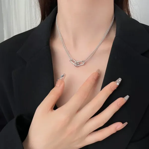 Design T-Bar Link Pendant Necklace Gold Jewelry - 6