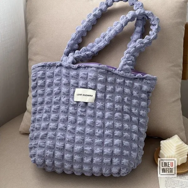 Design LOVE SOZAKKA Quilted Crochet Tote Bag Lavender Tote Bag - 1