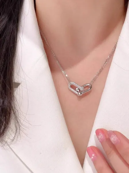 Design T-Bar Link Pendant Necklace Gold Jewelry - 8