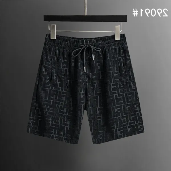 Fendi FF Monogram Print Black Drawstring Waist Shorts - 1