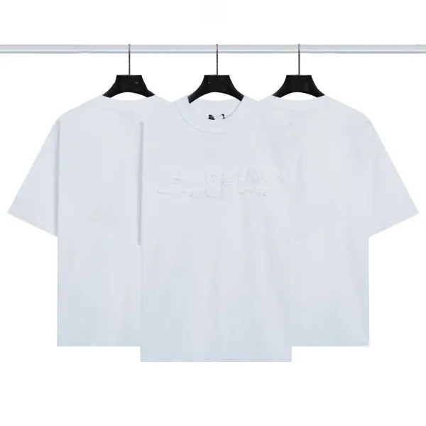 Balenciaga Embroidered Logo White Oversized T-Shirt - 1