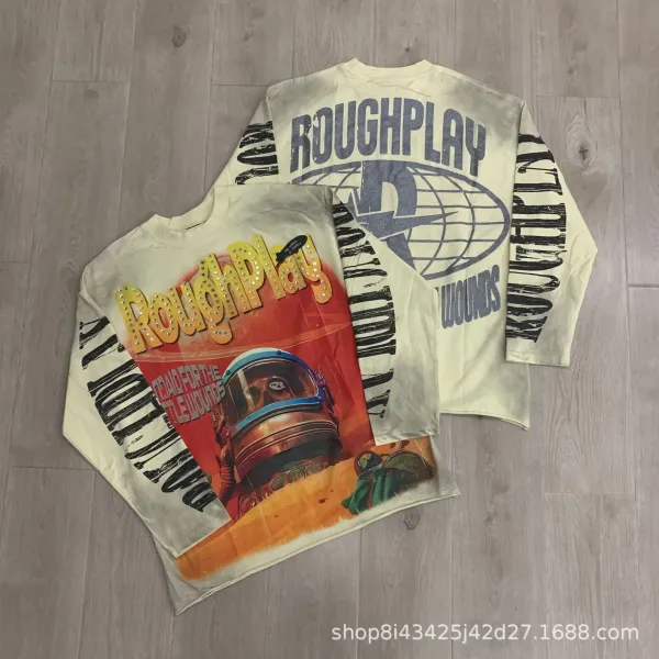 Design Roughplay Road For The Little Wounds Graphic Long-Sleeve T-Shirt Beige Multicolor T-Shirts - 1