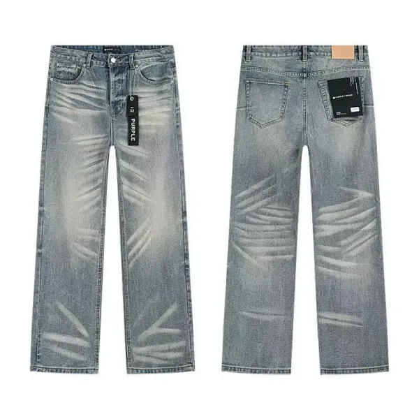 Purple Brand Distressed Wide-Leg Jeans Light Wash - 1