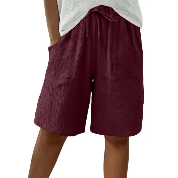 Design Wide-Leg Pocket Shorts Burgundy - 1