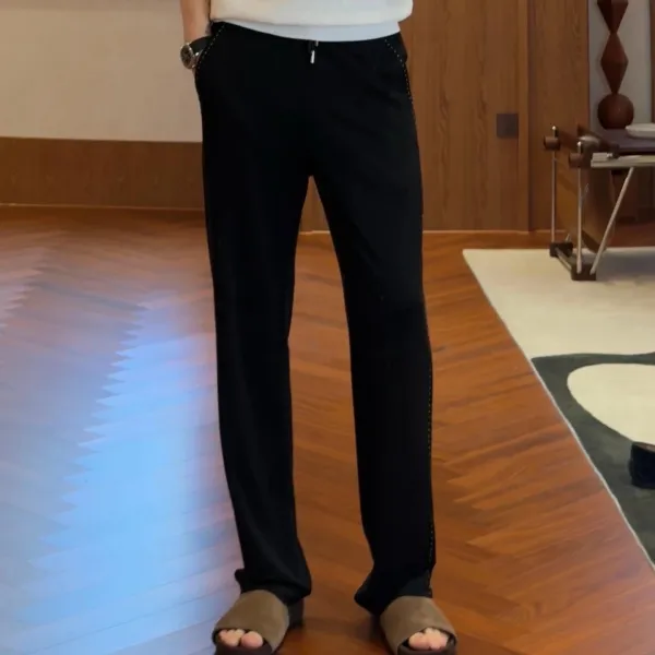 Design Rivet-Trimmed Straight-Leg Pants Black - 7