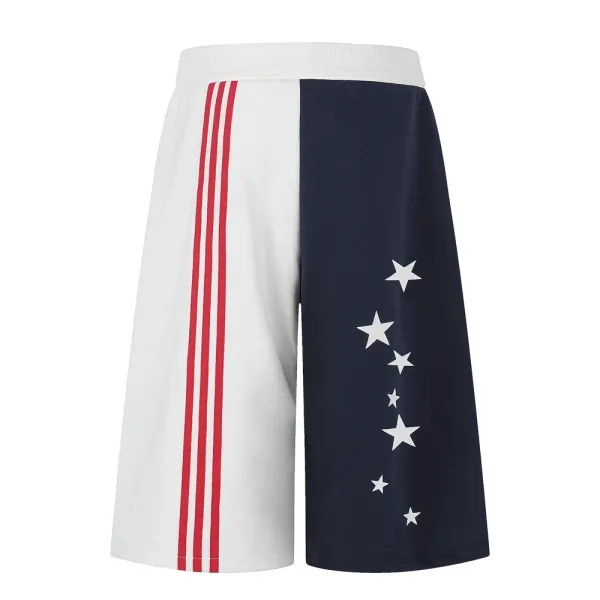 Adidas Originals Star-Striped Split Shorts Navy and White - 5