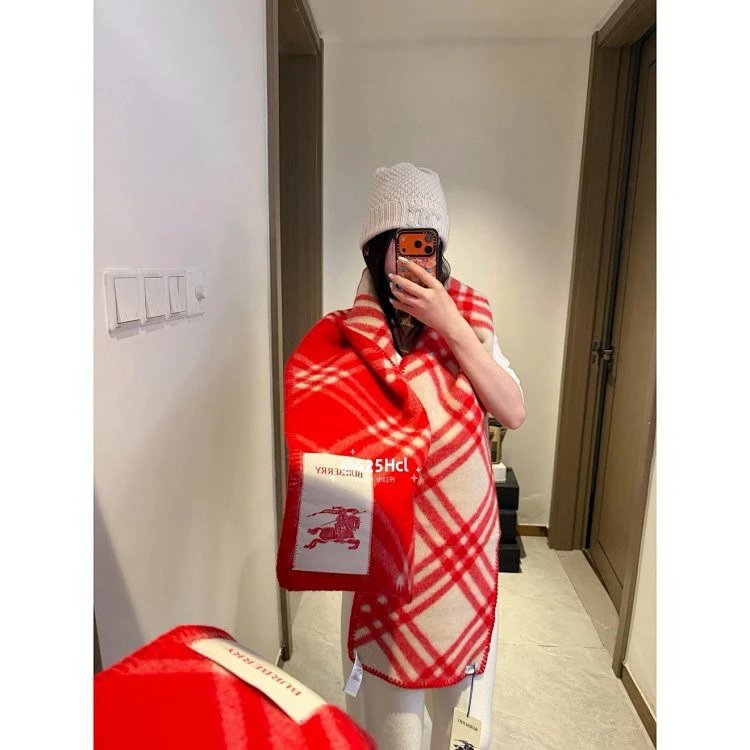 Burberry Classic Red Check Wool Scarf