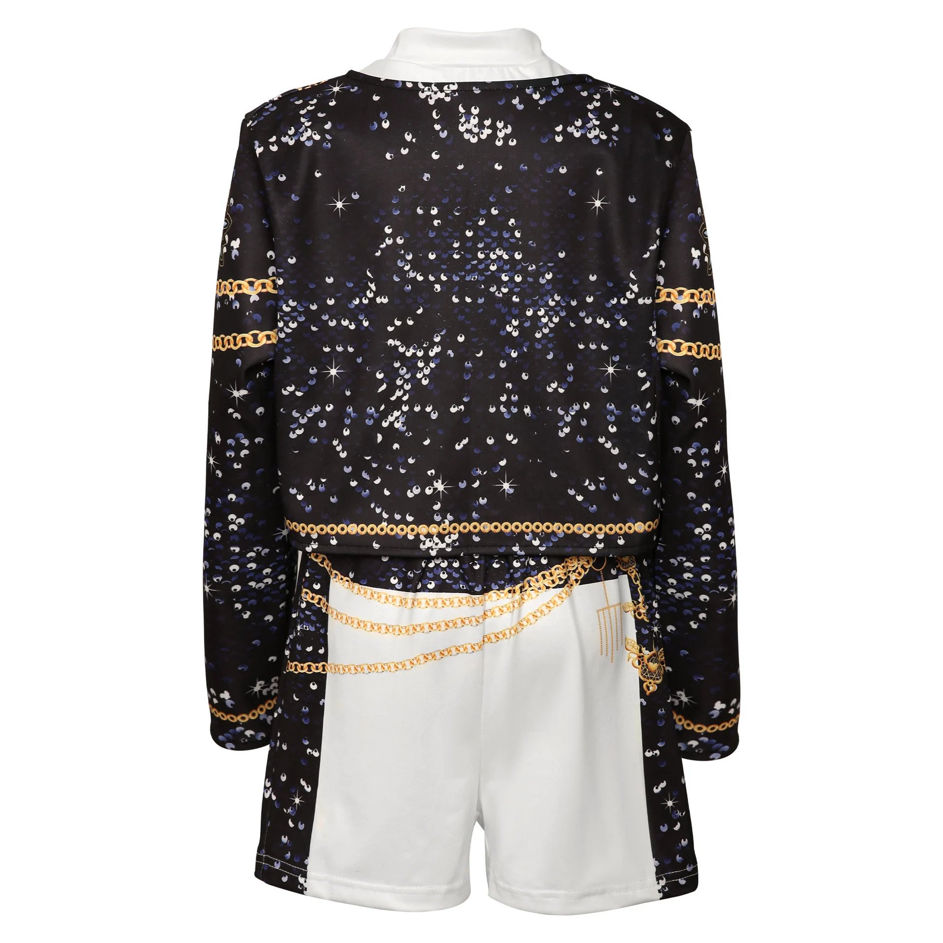 Design Graphic Crop Top and Paneled Joggers Set Multicolor Activewear - 21