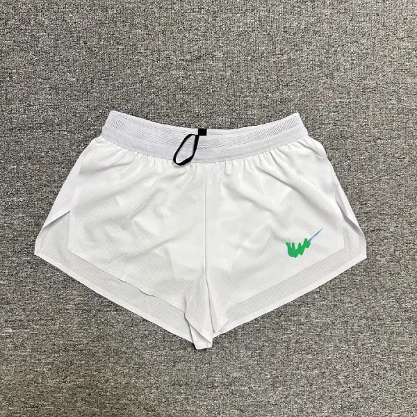 Nike Tempo Run Short White with Neon Green Swoosh Shorts - 1
