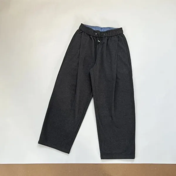 Design Paris-Style Double-Pleated Wool Blend Trousers in Charcoal and Black Dress Pants - 12