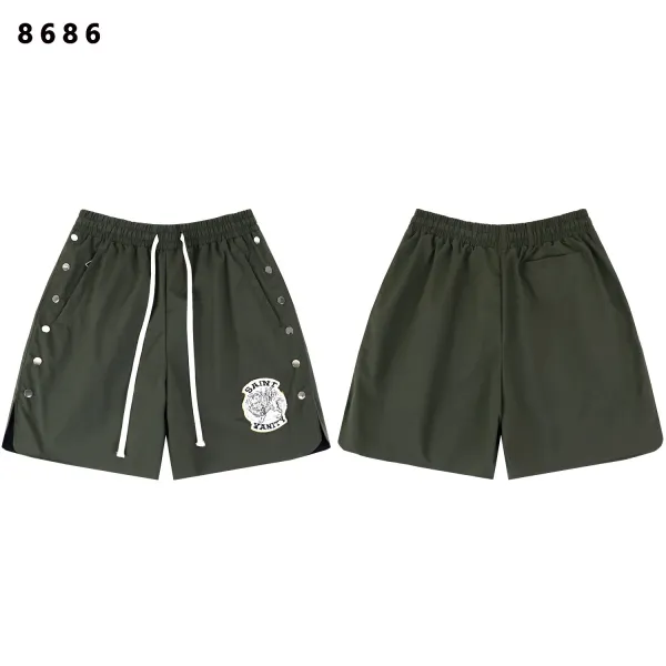 Design Saint Vanity Button-Trimmed Cargo Shorts Army Green Shorts - 1