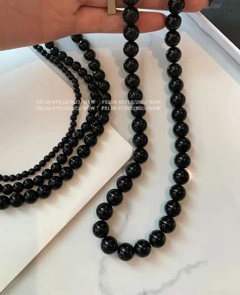 Design Black Onyx Bead Choker Necklace Jewelry - 5