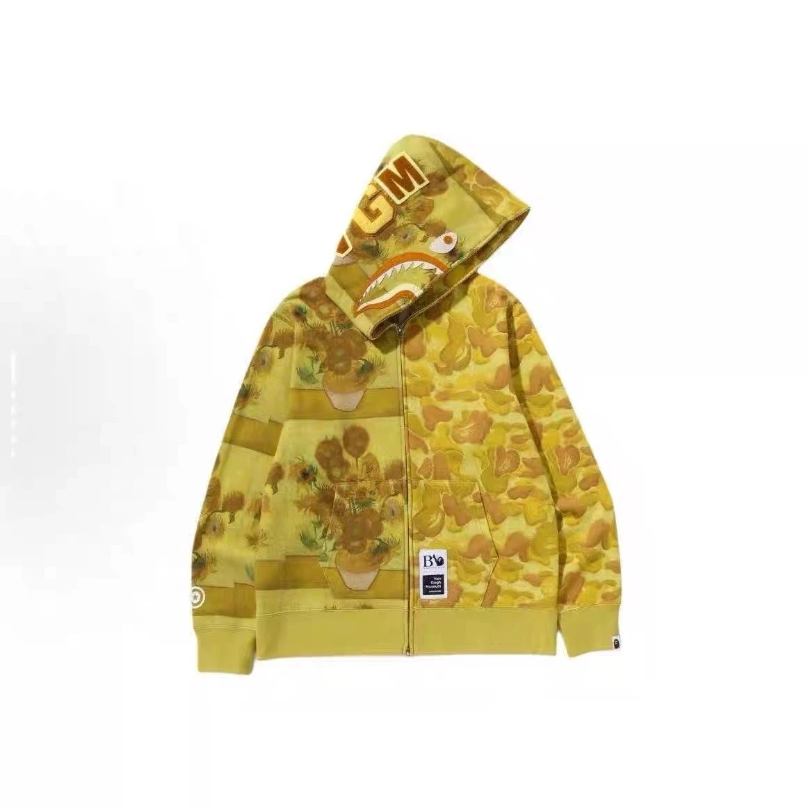 A Bathing Ape Shark Hoodie Black Camo Zip-Up Hoodie - 3
