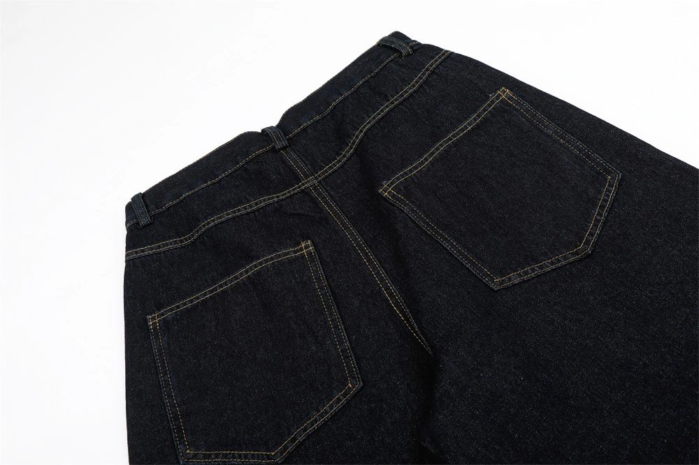 Design Wide-Leg Distressed Denim Jeans with Graphic Print Light Blue Jeans - 15
