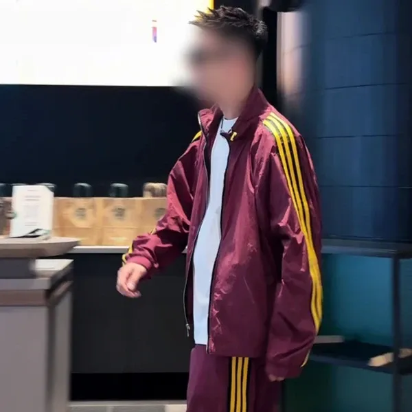 Adidas Originals Track Jacket and Shorts Set Beige with Blue Stripes Outerwear - 7