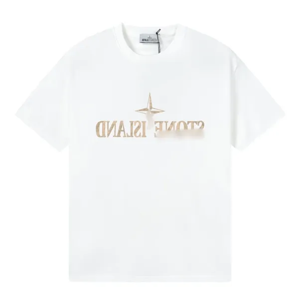 Stone Island Logo Print White T-Shirt - 1