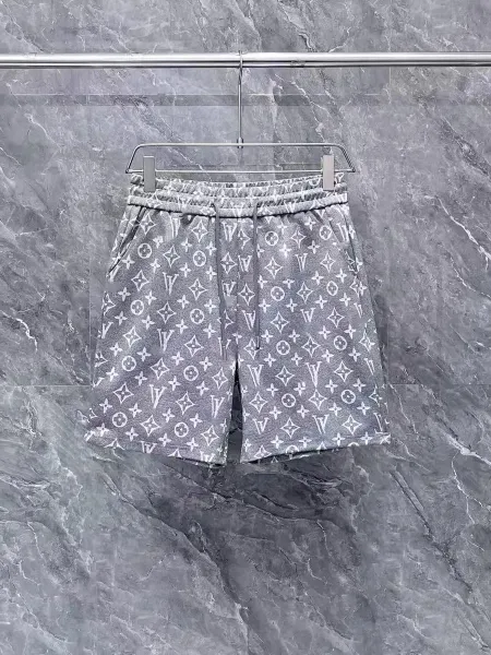 Louis Vuitton Monogram Print Gray Sweat Shorts - 1