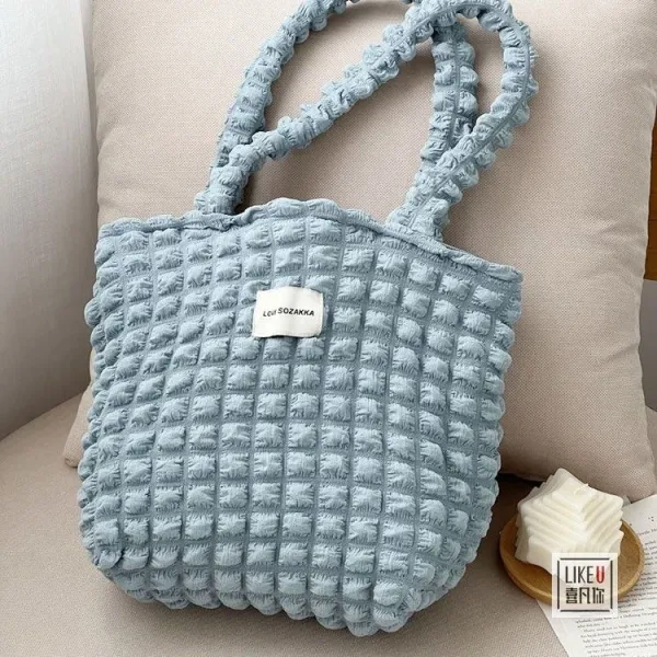 Design LOVE SOZAKKA Ruched Texture Tote Bag Black Handbags - 43