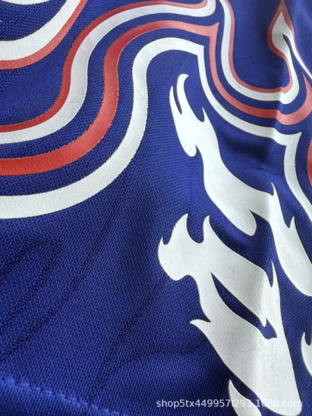 Design Retro Football Jersey Blue with Flame Sleeves and '93' Number - 9