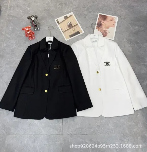 Celine Embellished Logo Blazer Black Outerwear Blazer - 7