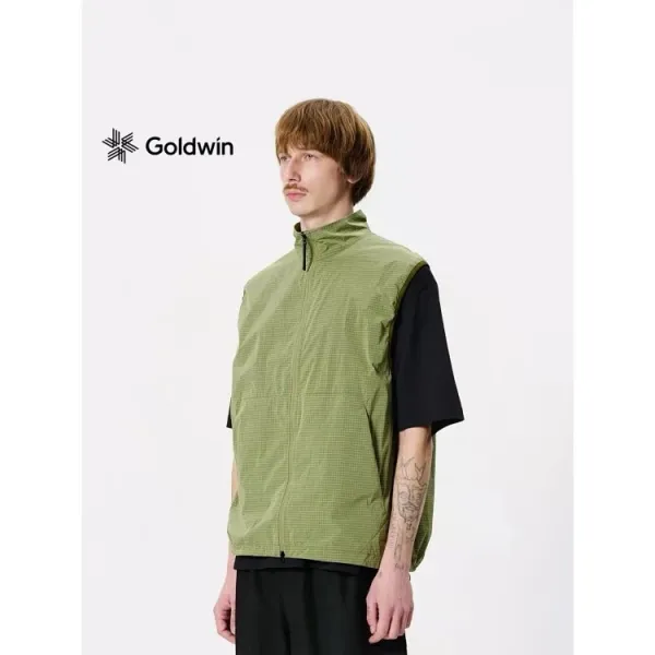 Design Goldwin Grid Tech Vest Olive Green Vest Outerwear.vest - 11