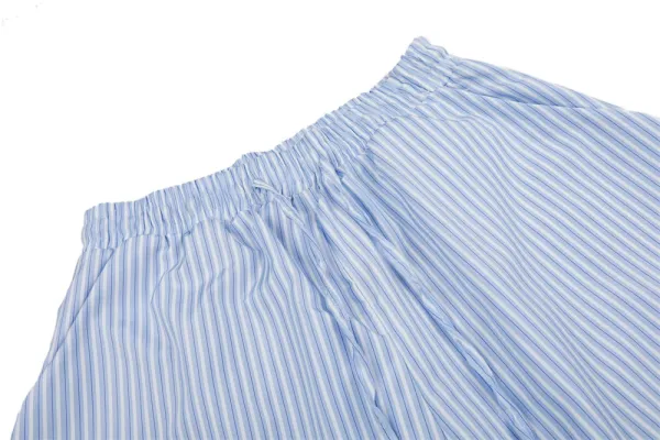 Design Wide-Leg Striped Pants with Embroidered Motifs Blue - 8
