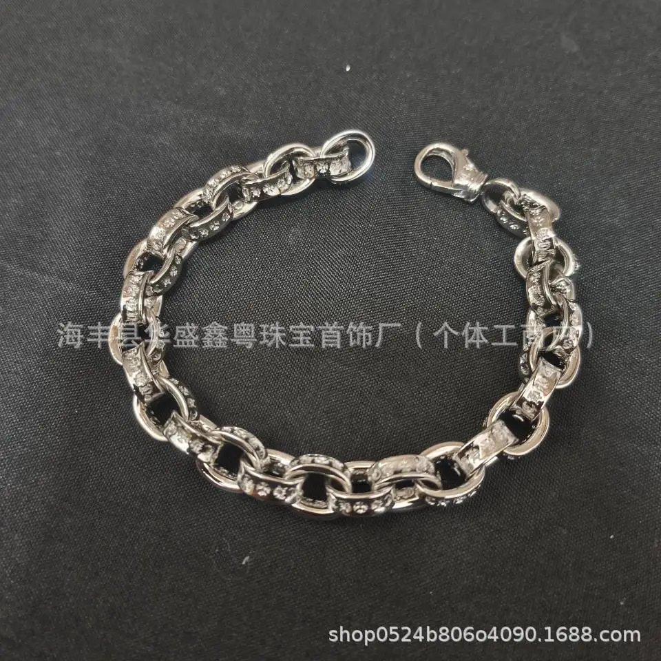 Design Chain Link Crystal-Embellished Silver Bracelet