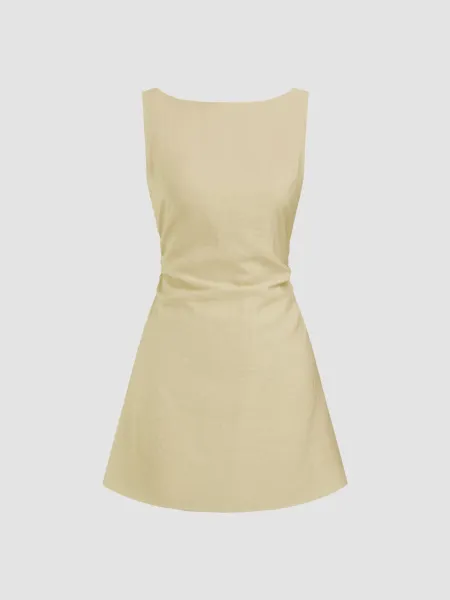 Design Sleeveless Square-Neck Ruched Mini Dress Mint Green - 27