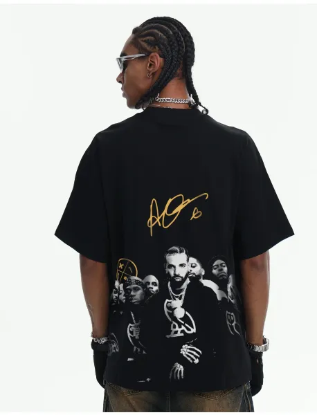 A Bathing Ape OVO x Drake Scattered Owl Graphic Washed Black T-Shirt T-Shirts - 19