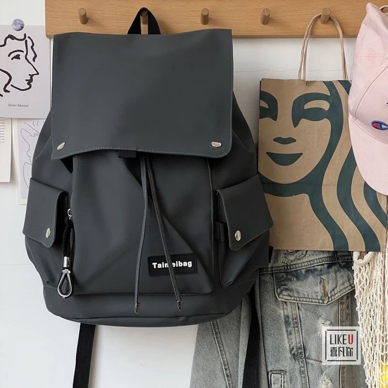 Design Taimeibag Fold-Over Drawstring Backpack Army Green Backpacks - 9