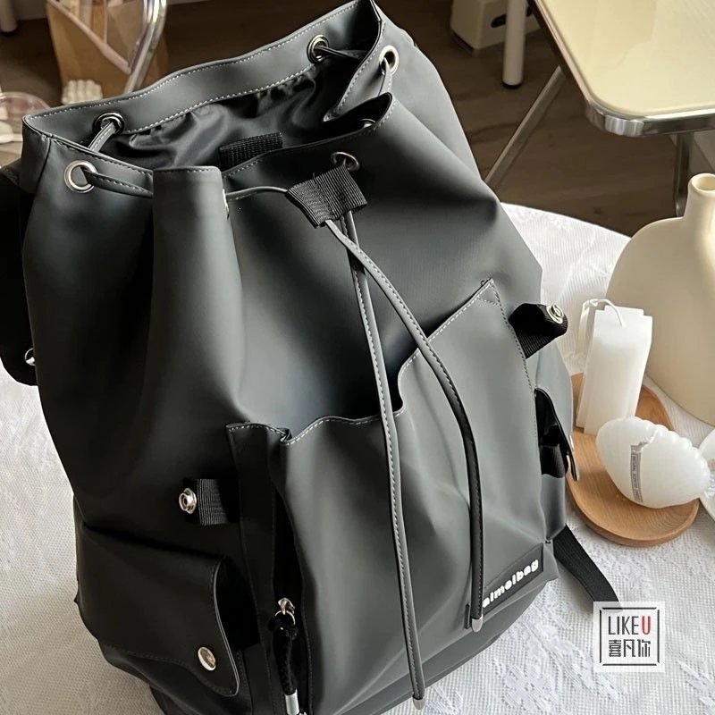 Design Taimeibag Fold-Over Drawstring Backpack Army Green Backpacks - 16