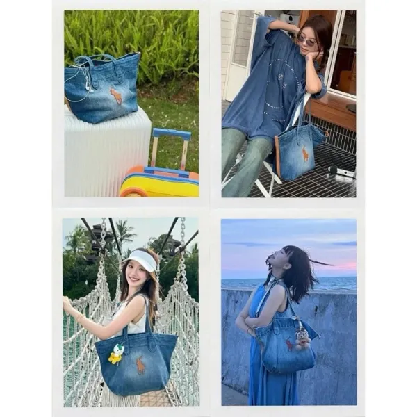 Polo Ralph Lauren Denim Tote Bag Blue - 6