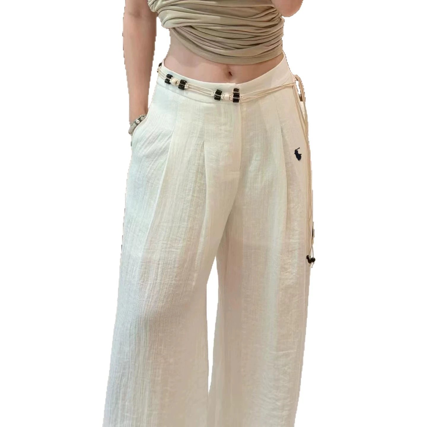 Lace Crop Top Pink Wide Leg Pants Set
