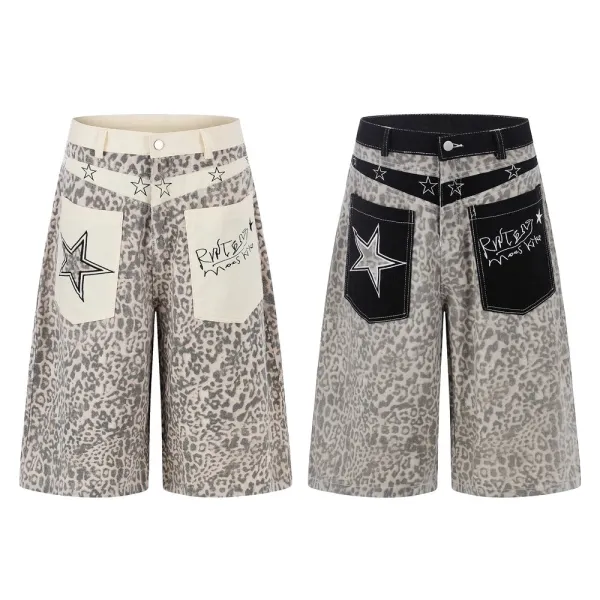 Moose Knuckles Star Leopard Print Denim Shorts - 2