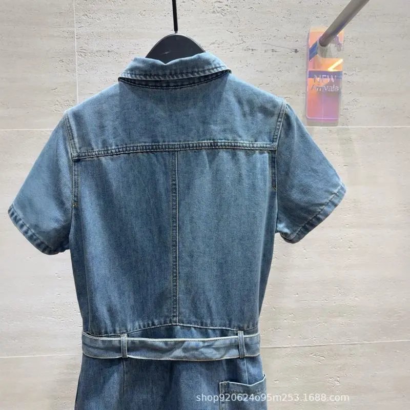 Chanel Denim Dress Blue Collared Shirt Style