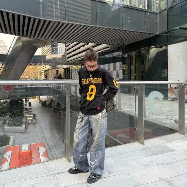 Supreme Football Jersey Black Gold Long-Sleeve Jersey - 5