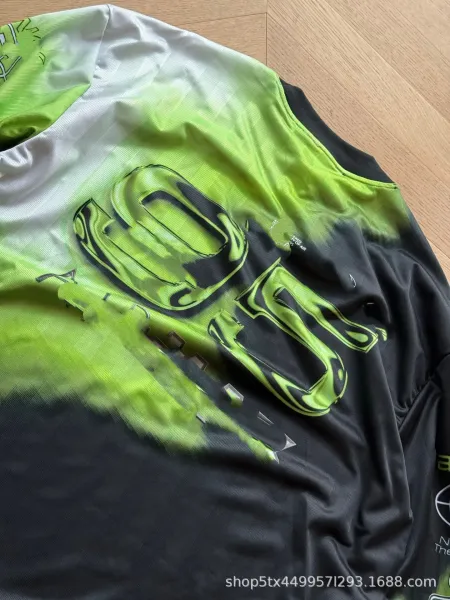 Design Long Sleeve Graphic Tee Neon Green Black White T-Shirts - 6